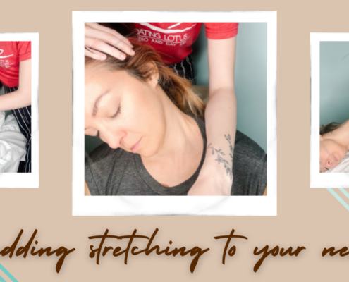 Photos of stretches during massage.